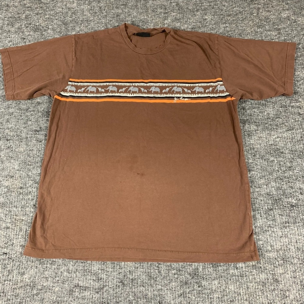 Jim Thompson T Shirt Mens Large Brown Elephant Graphic Cotton Short Sleeve